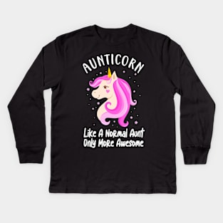 Aunticorn Aunt Cute Unicorn Family Sayings Kids Long Sleeve T-Shirt